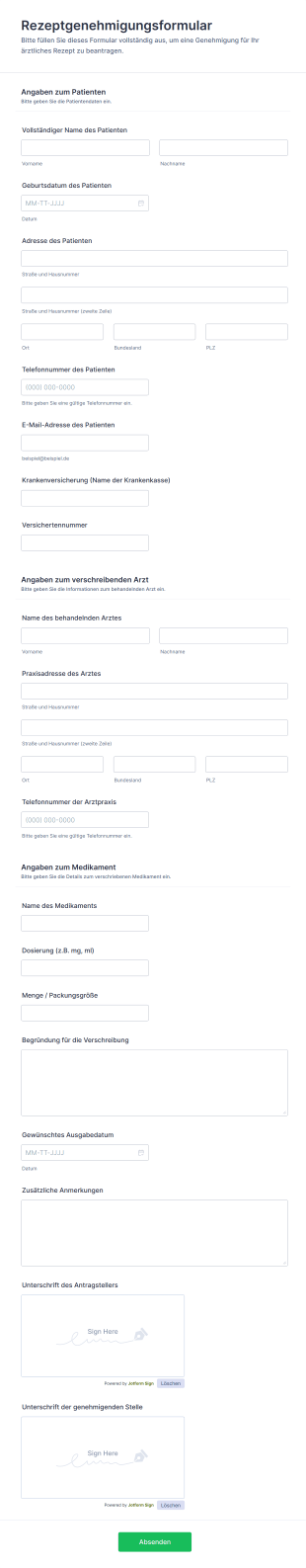 Rezeptgenehmigungsformular