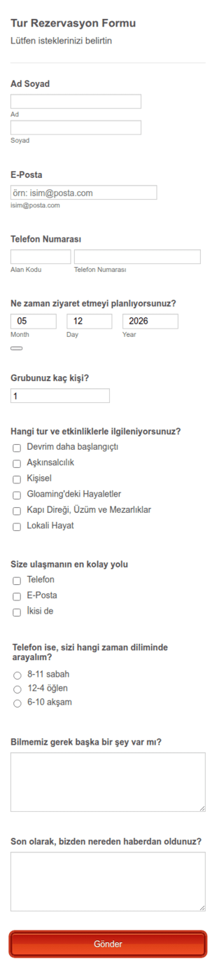 Rezervasyon Kabul Form Şablonu