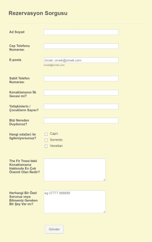 Rezervasyon Sorgusu Form Template