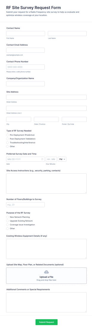 RF Site Survey Request Form Template