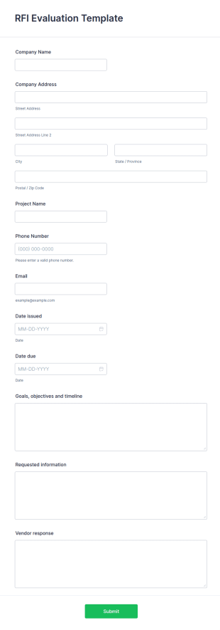 RFI Evaluation Template