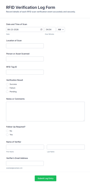 RFID Verification Log Form Template