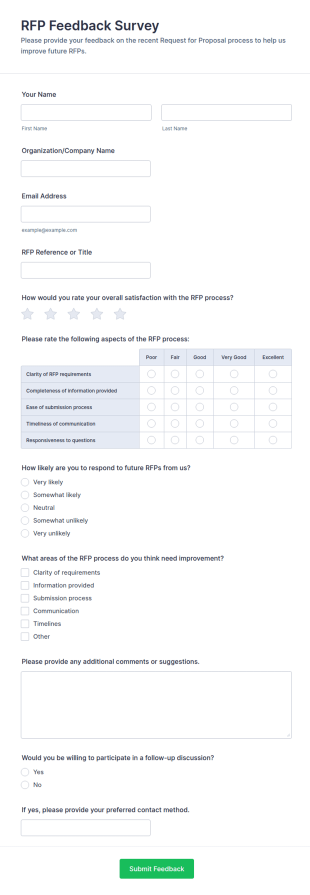 RFP Feedback Survey Form Template