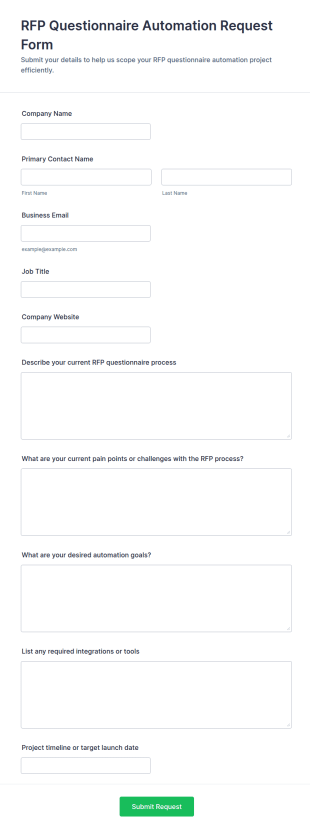 RFP Questionnaire Automation Request Form Template