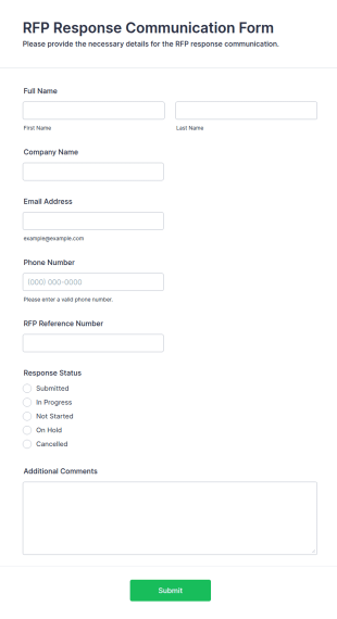 RFP Response Communication Form Template