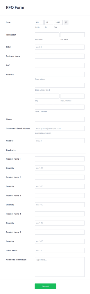 RFQ Form Template