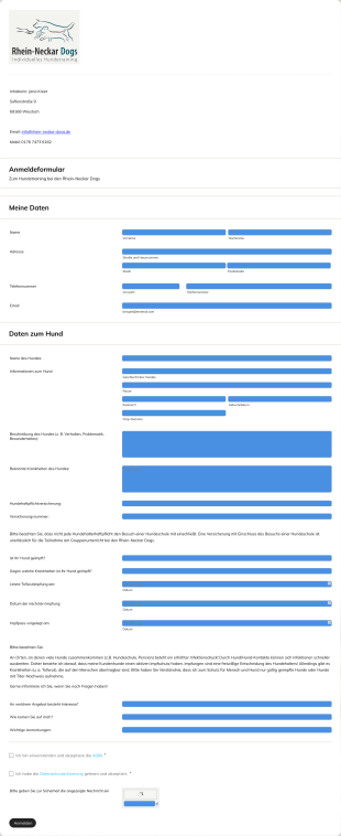 Rhein Neckar Dogs Anmeldeformular Form Template
