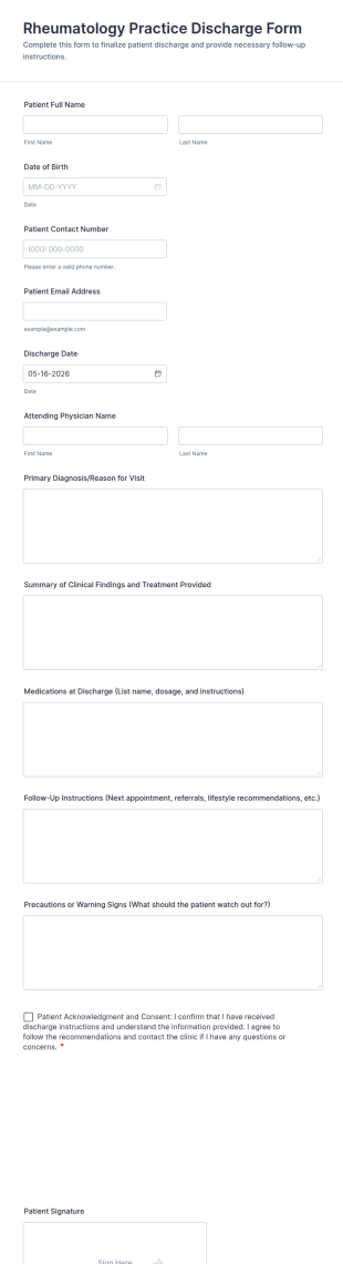 Rheumatology Practice Discharge Form Template