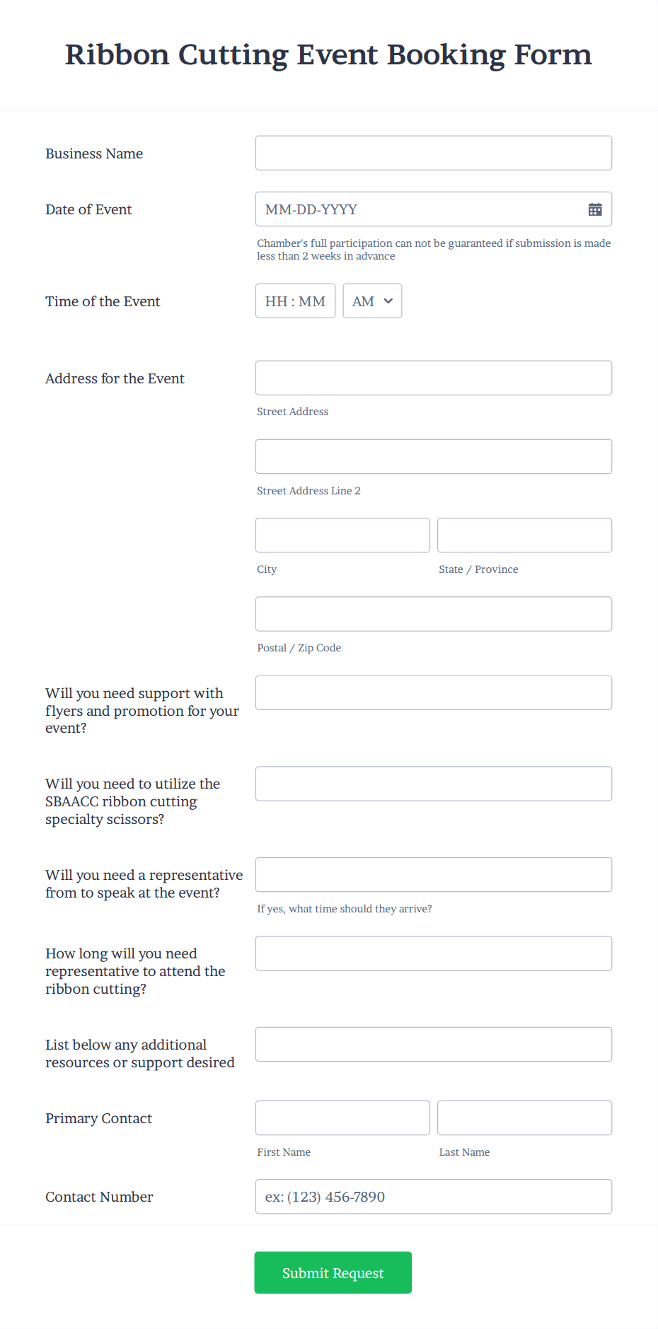 Ribbon Cutting Event Booking Form Template | Jotform