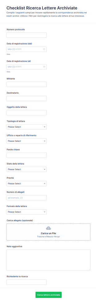 Ricerca Lettera Archiviata