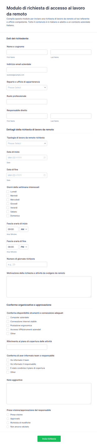 Richiesta Accesso Al Lavoro Da Remoto