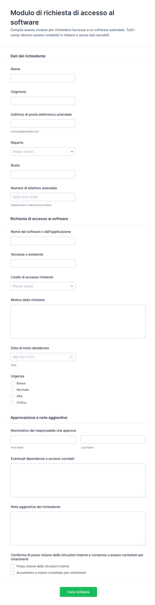 Richiesta Accesso Software Form