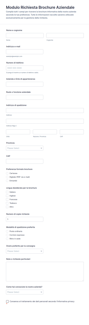 Richiesta Brochure Form