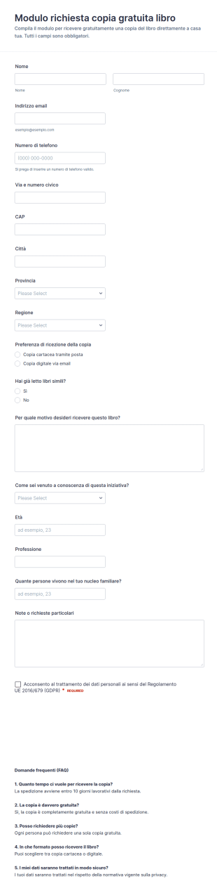 Richiesta Copia Omaggio Del Libro