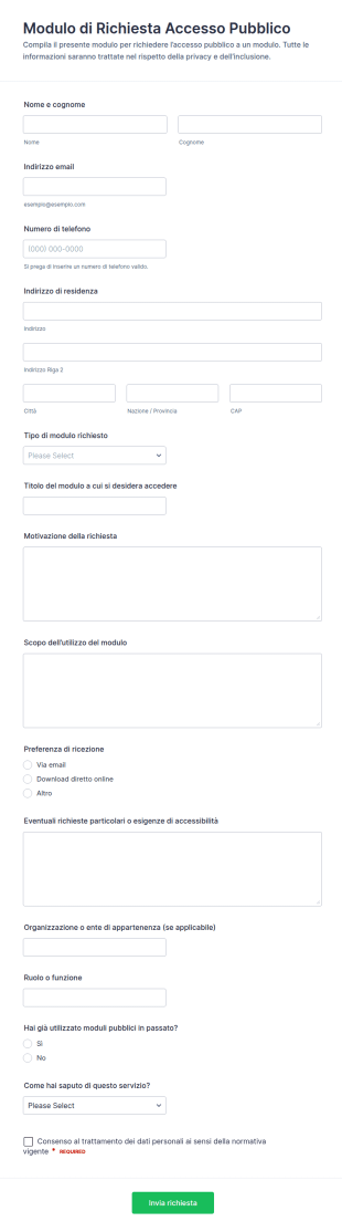 Richiesta Di Accesso A Moduli Pubblici