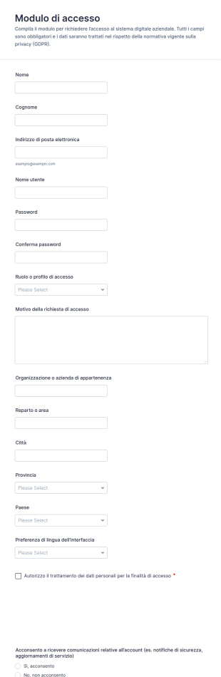 Richiesta Di Accesso Al Portale