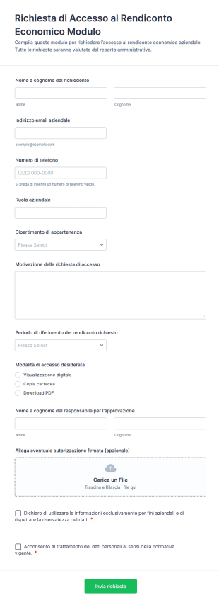 Richiesta Di Accesso Al Rendiconto Economico Modulo