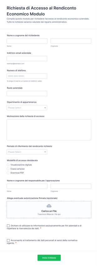 Richiesta Di Accesso Al Rendiconto Economico Modulo
