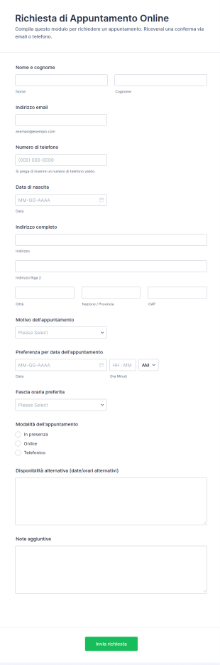 Richiesta Di Appuntamento Online