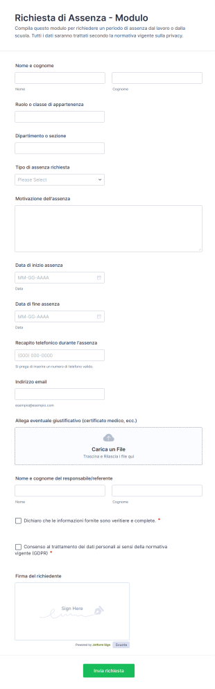 Richiesta Di Assenza Modulo