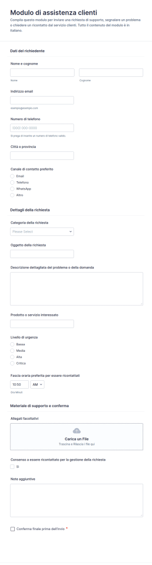 Richiesta Di Assistenza Clienti