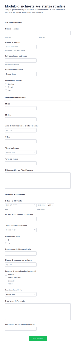 Richiesta Di Assistenza Stradale