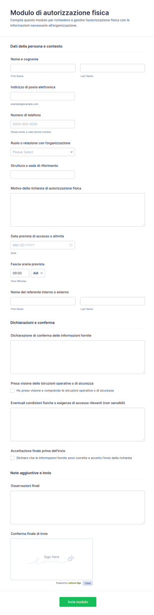 Richiesta Di Autorizzazione All’Accesso