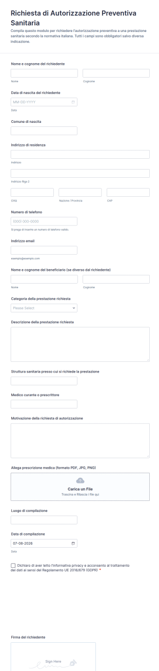 Richiesta Di Autorizzazione Medica
