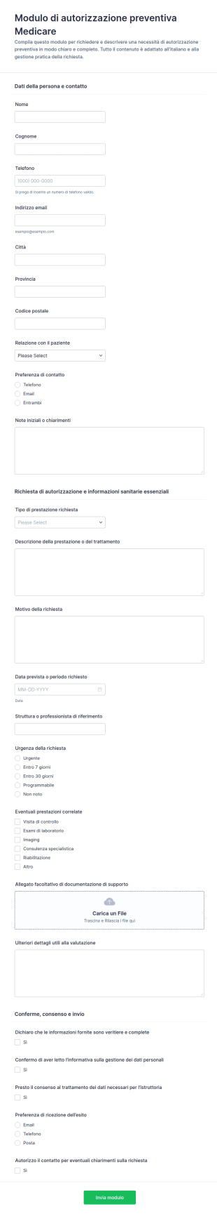 Richiesta Di Autorizzazione Preventiva Sanitaria