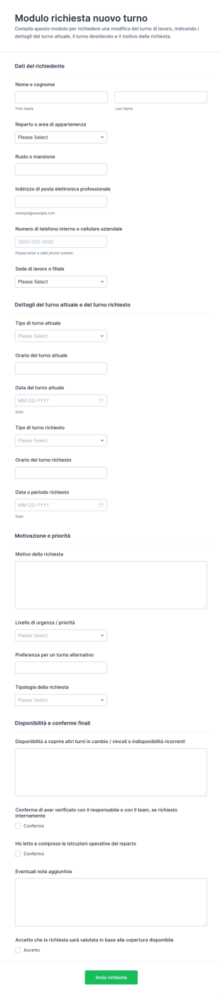 Richiesta Di Cambio Turno
