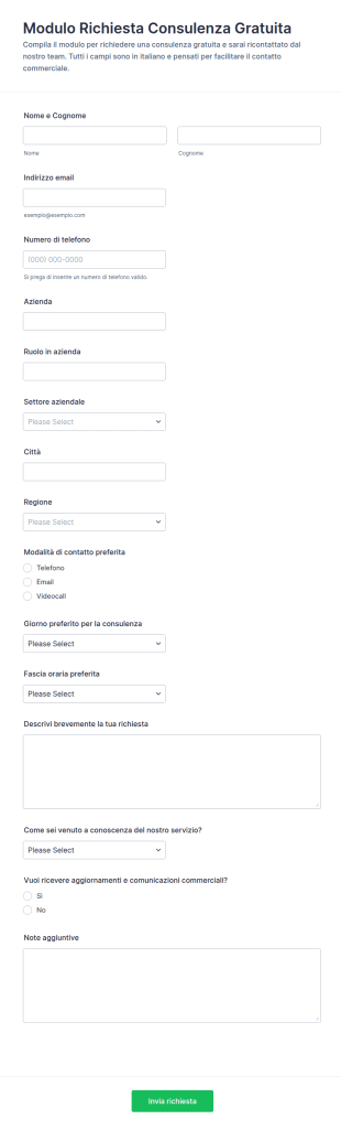 Richiesta Di Consultazione Gratuita