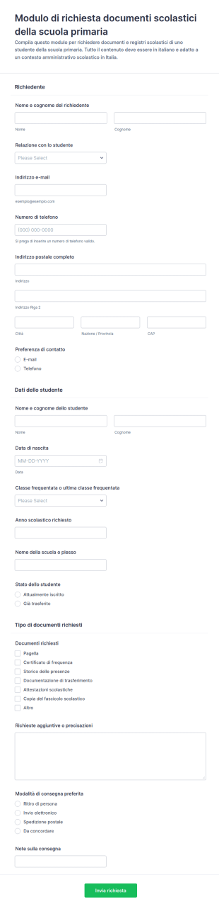 Richiesta Di Documenti Scolastici