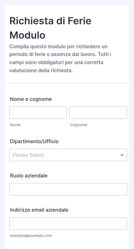 Richiesta di Ferie Modulo | Jotform Richiesta di Ferie Modulo | Jotform
