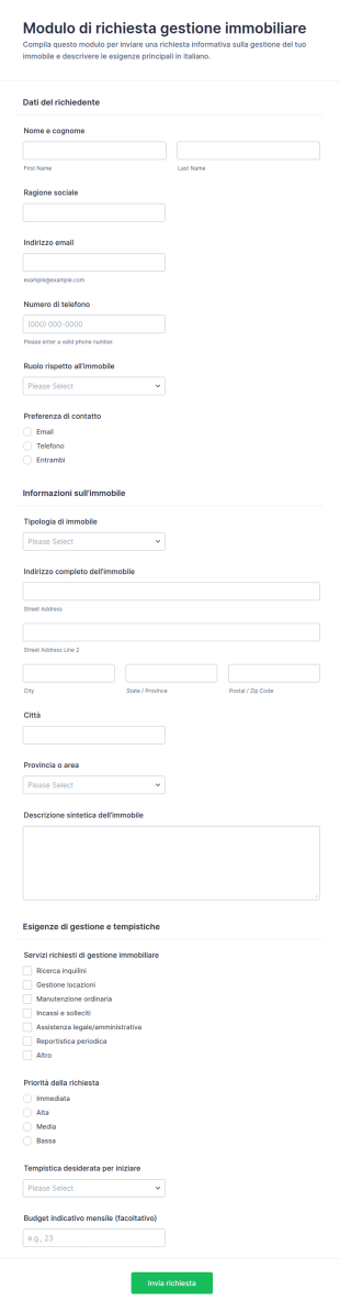 Richiesta Di Gestione Immobiliare