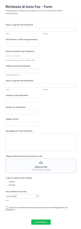 Richiesta Di Invio Fax Form