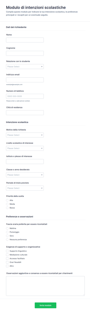 Richiesta Di Iscrizione A Scuola Form
