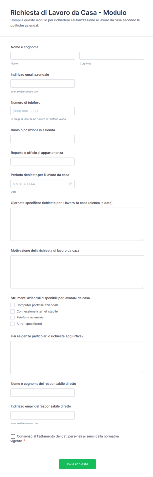 Richiesta Di Lavoro Da Casa Modulo