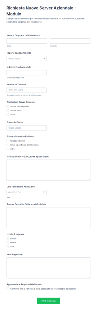 Richiesta Di Nuovo Server Form