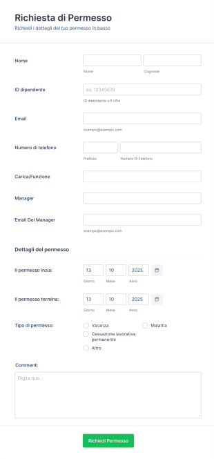 Richiesta Di Permesso Di Lavoro Form Template