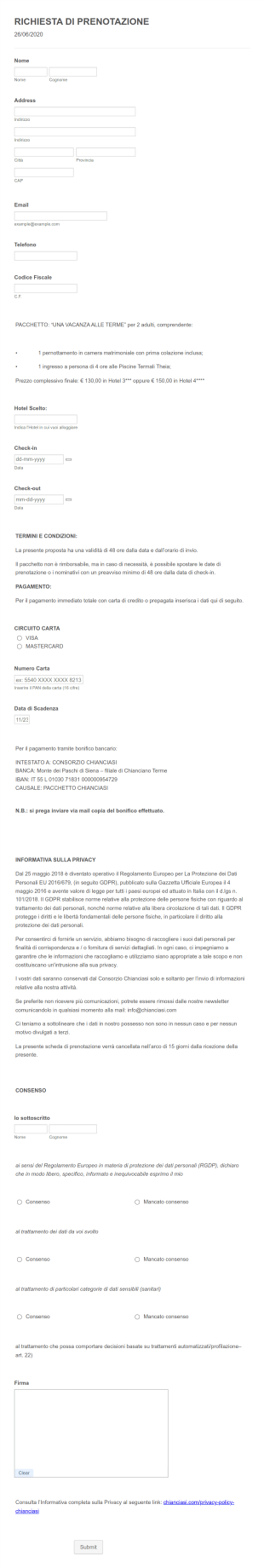 Richiesta DI Prenotazione