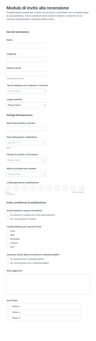 Richiesta Di Recensione