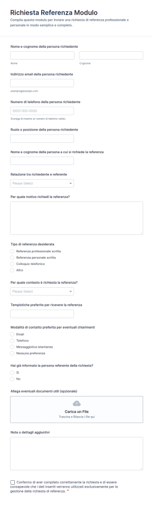 Richiesta Di Referenza Form