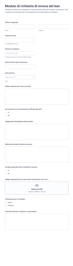 Richiesta Di Sblocco Comunità
