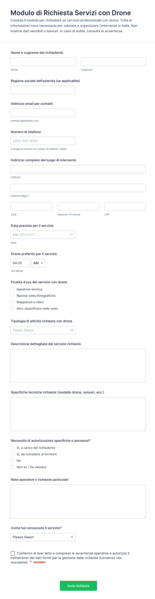 Richiesta Di Servizio Droni