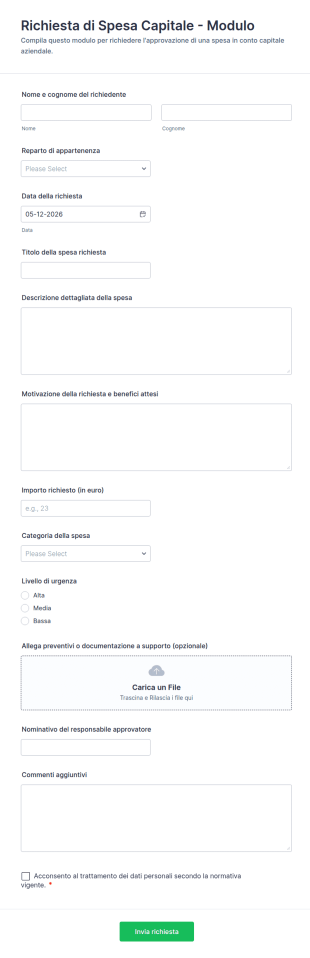 Richiesta Di Spesa Capitale Modulo