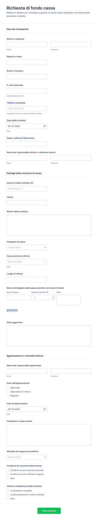Richiesta Di Spesa Piccolo Conto Form