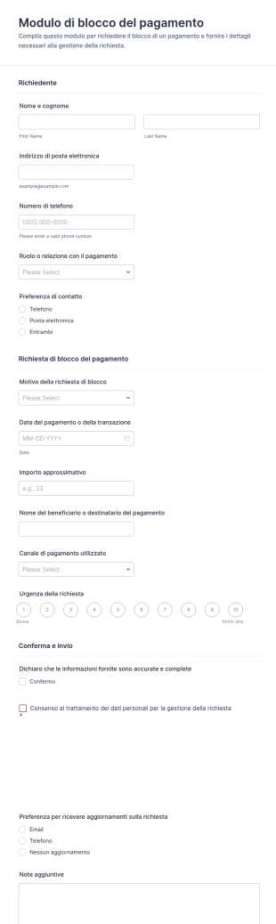 Richiesta Di Stop Pagamento