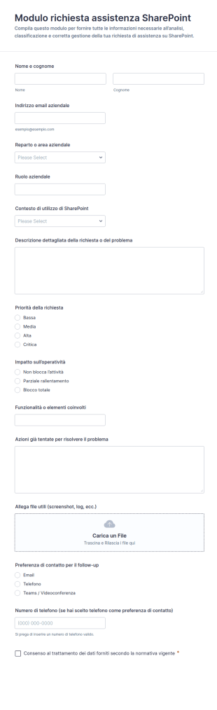 Richiesta Di Supporto Tecnico Form 🖥️