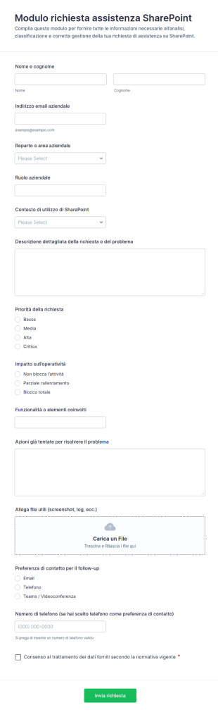 Richiesta Di Supporto Tecnico Form 🖥️