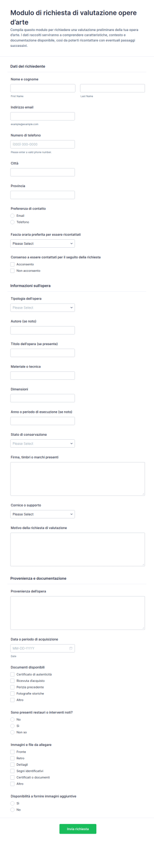 Richiesta Di Valutazione Artistica